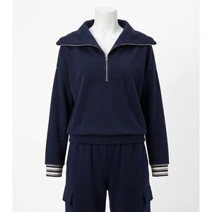 NEW VARLEY catherine half zip sweatshirt in navy